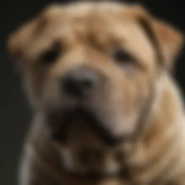 Close-up of Mini Shar Pei's distinctive wrinkled coat