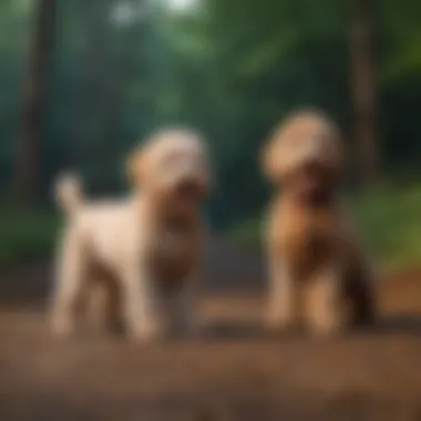 Training Sessions with Miniature Golden Doodle A Miniature Golden Doodle engaging in training exercises with its owner