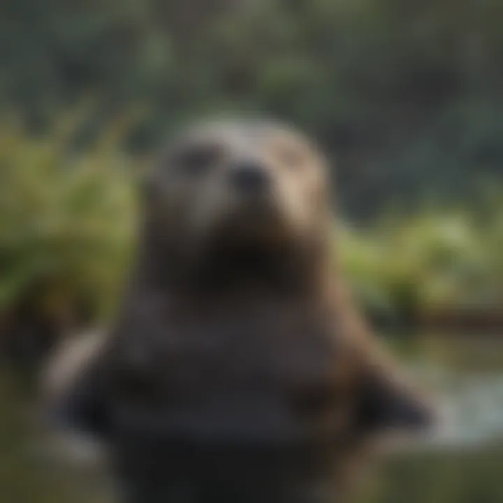 Graceful Monterey Sea Otter Gliding Through Kelp Forest