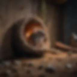 Mouse nest in dark corner