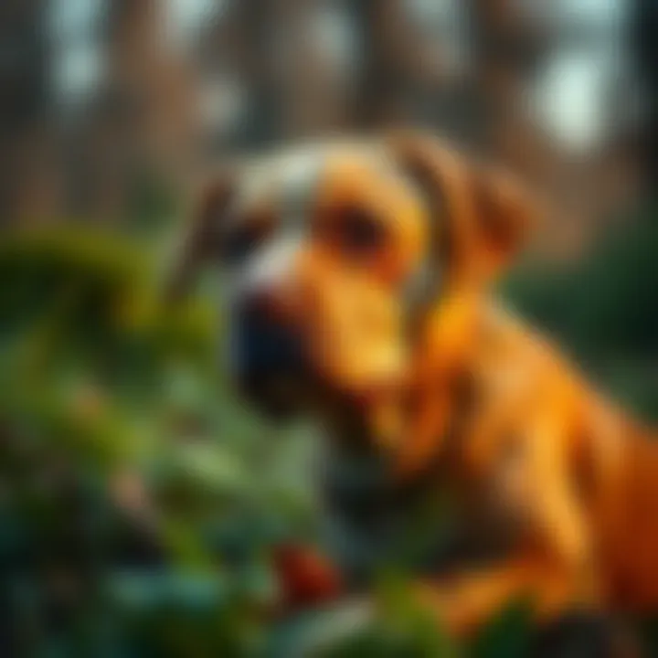 Symptoms of mushroom poisoning in dogs, showing a dog looking unwell