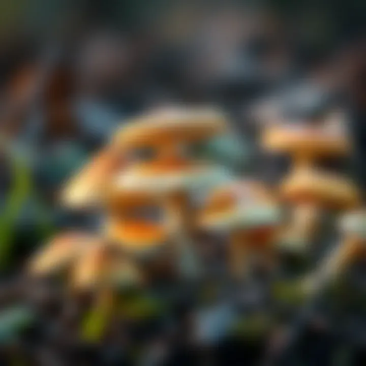 A variety of mushrooms found in the wild, some of which are toxic