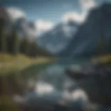 Majestic mountain range overlooking a serene lake