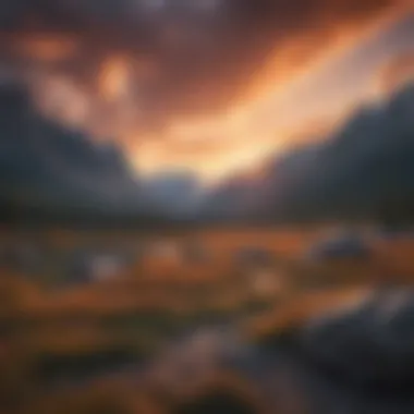Stunning view of a vibrant sunset over a mountain landscape
