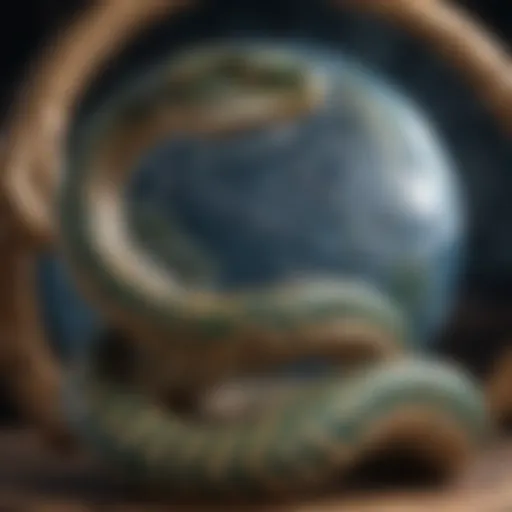 Mystical Serpent Coiled Around Celestial Globe