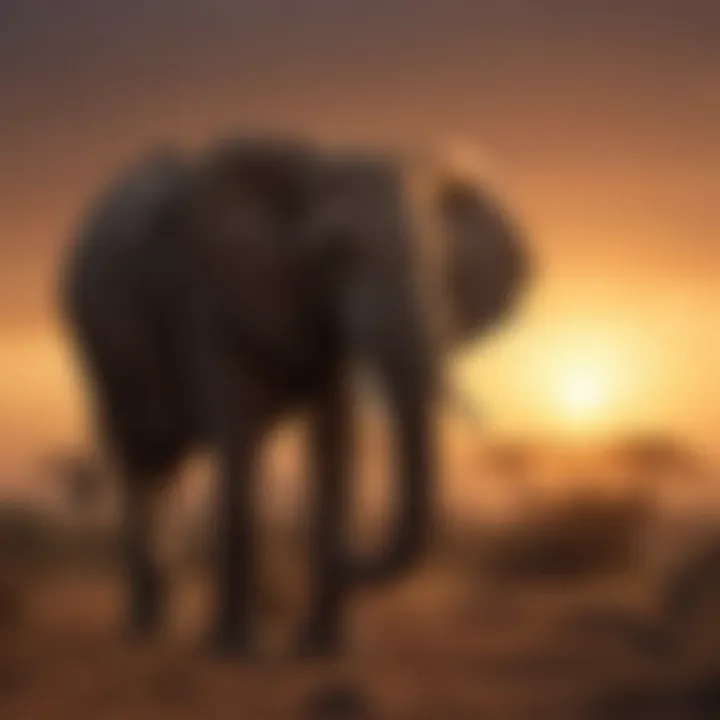 Giant African Elephant at Sunset