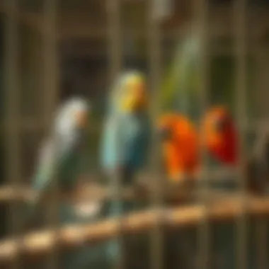 Diverse Coverage Options for Various Bird Species A serene bird cage setup showcasing a variety of avian species, representing diverse insurance needs.