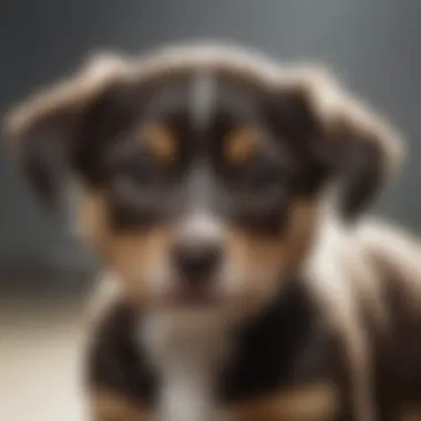 Illustration of post-operative care for a neutered puppy