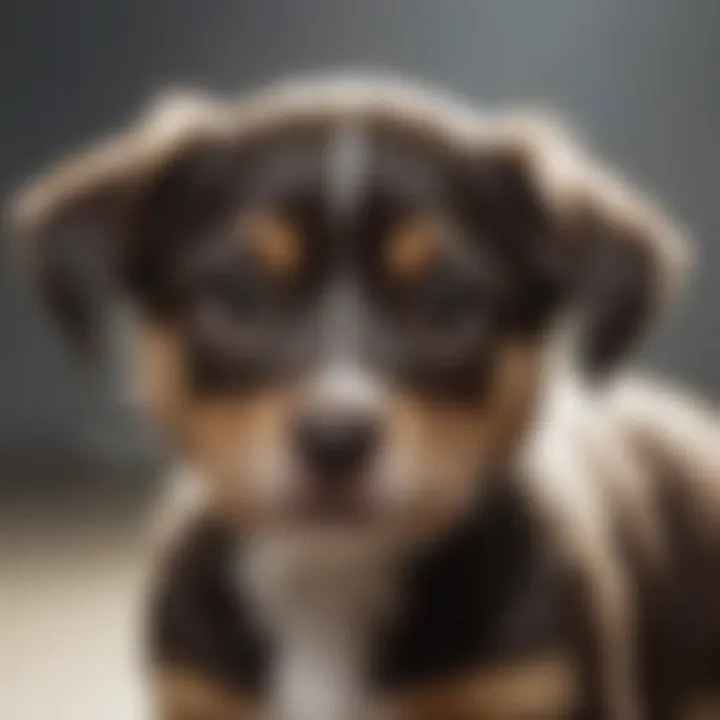 Illustration of post-operative care for a neutered puppy