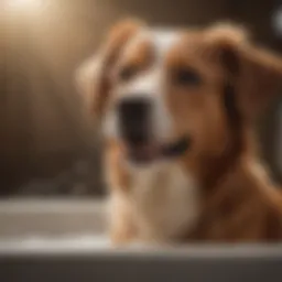 A happy dog enjoying a bath to maintain cleanliness