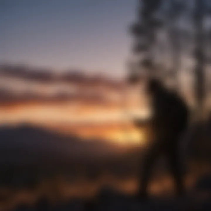 Sunset Silhouette of a Hunter in Nevada Wilderness