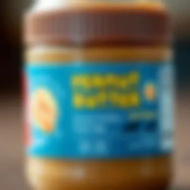 Nutritional Insights: Peanut Butter Analysis Close-up of peanut butter jar with nutritional label