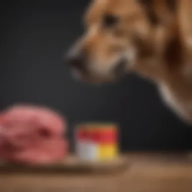 Nutritional chart comparing raw beef and commercial dog food