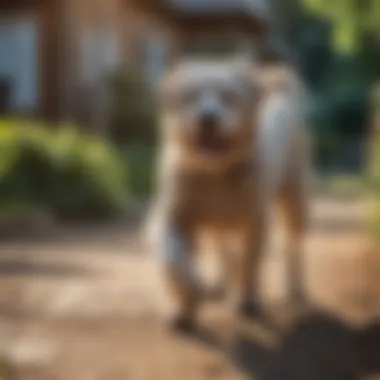 Old dog enjoying a leisurely walk outside