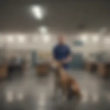 Owner dropping off their dog at a facility