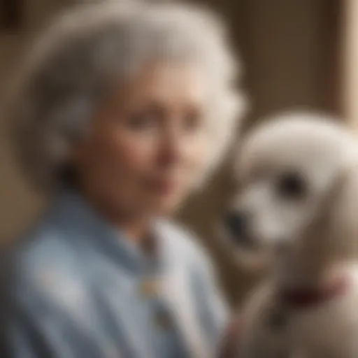 Elderly woman with a serene Poodle companion