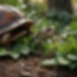 Box Turtle Feeding on Leafy Greens