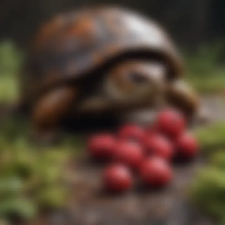 Box Turtle Nibbling on Fresh Berries