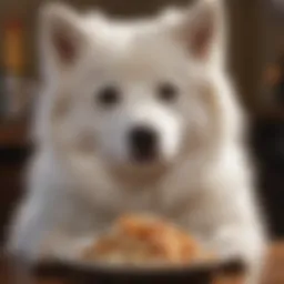 Healthy American Eskimo Dog enjoying a nutritious meal
