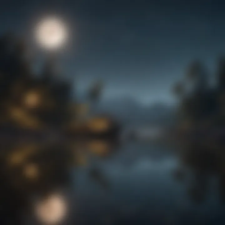 A full moon illuminating a tranquil fishing spot, highlighting lunar influence