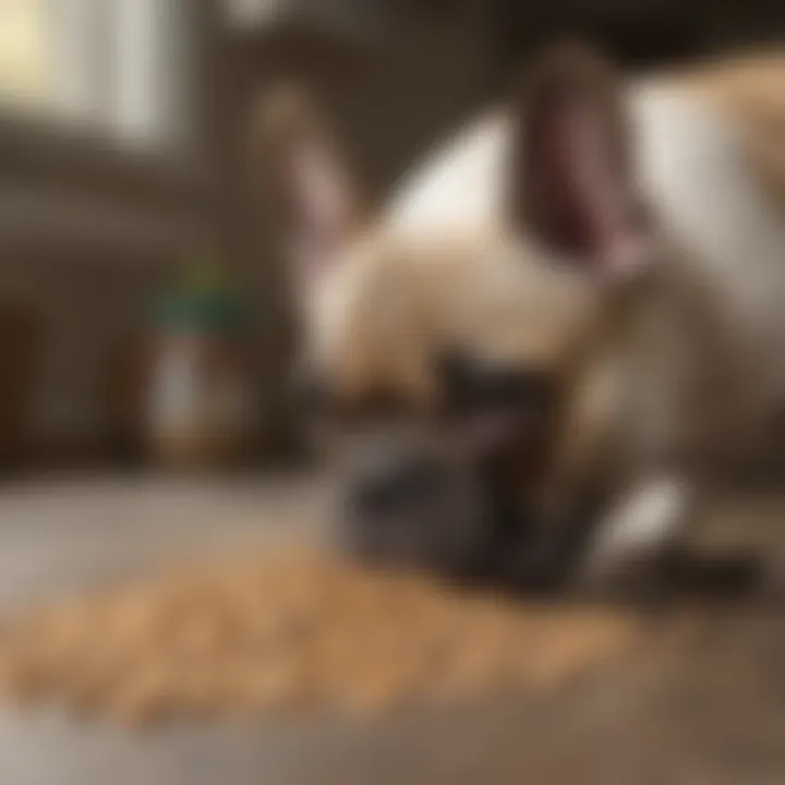 French Bulldog puppy inspecting high-quality kibble