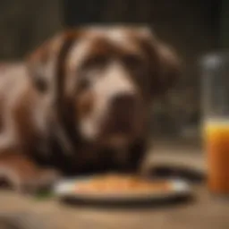 Labrador Retriever enjoying a meal