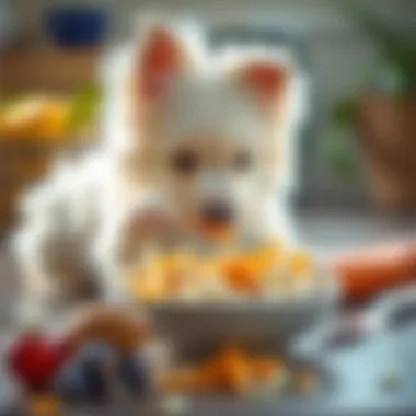 Maltese puppy enjoying a balanced meal