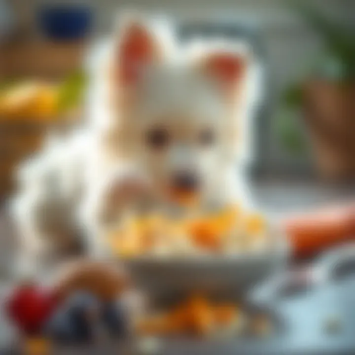 Maltese puppy enjoying a balanced meal