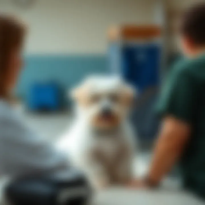 Veterinarian consulting with a puppy owner
