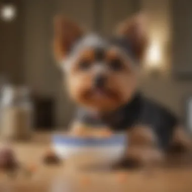 Nutritious Feeding for Your Yorkie Yorkie with a bowl of nutritious food