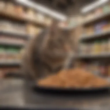 Cat owner selecting food in a pet store