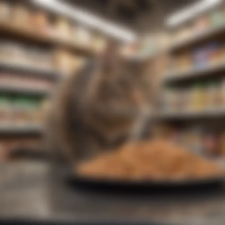 Cat owner selecting food in a pet store