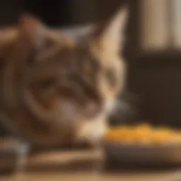 Healthy cat enjoying nutritious food