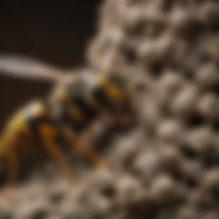 Professional pest control expert inspecting a wasp nest