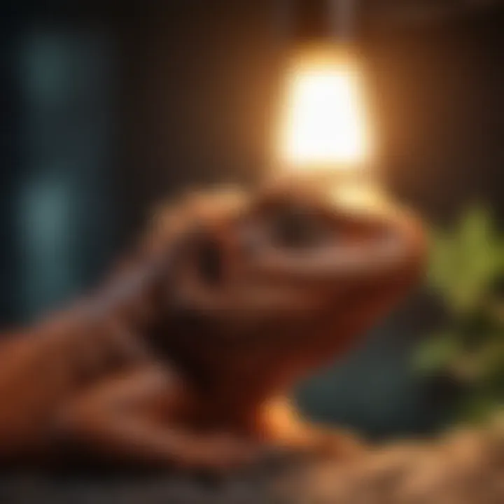 Close-up of heat lamp for reptile