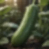 Green cucumber plant thriving with optimal fertilizer