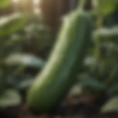 Thriving Green Cucumber Plant Green cucumber plant thriving with optimal fertilizer