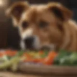 Dog eating nutritious vegetables