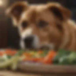 Dog eating nutritious vegetables