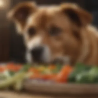 Dog eating nutritious vegetables