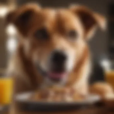 Close-up of a happy dog enjoying a balanced meal