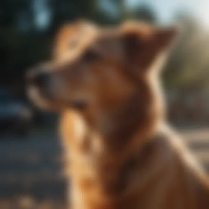 Beautiful, shiny dog coat glistening under the sun