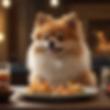 Pomeranian Enjoying Nutritious Meal Elegant Pomeranian dining on nutritious meal