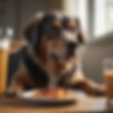 Nutritious Meal Time for an Aging Canine Elderly dog enjoying a nutritious meal
