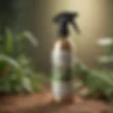 Organic lizard repellent spray bottle on natural background