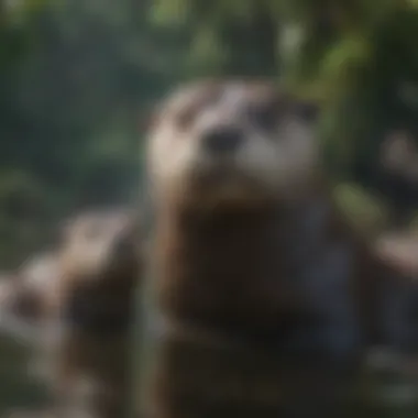 Playful otters frolicking in the water