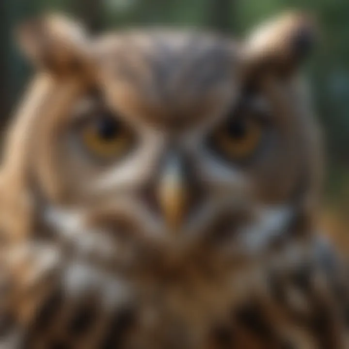 Owl with piercing eyes focused on prey