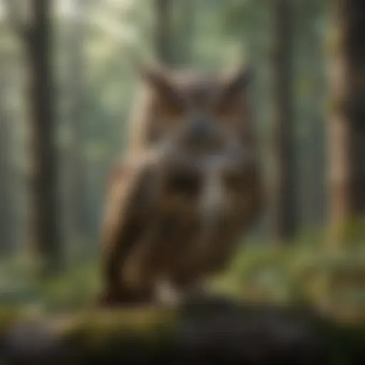 Decoy Owl with Sound in Forest Setting