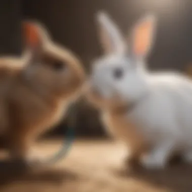 Building Trust in Bunny Leash Training Owner bonding with dwarf bunny during leash training