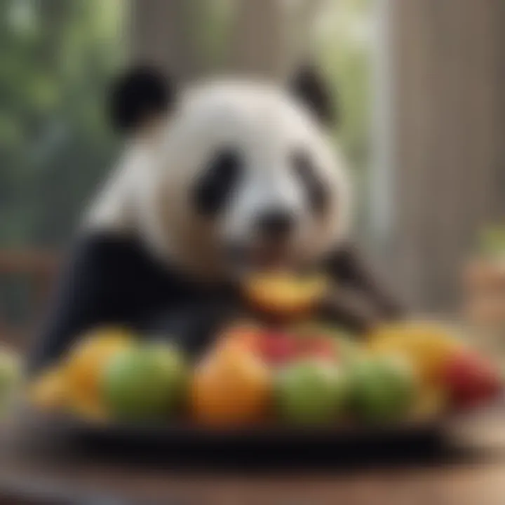 Panda Enjoying a Fruit Platter